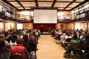 Fr. Ryan Mann speaks to the women of campus on the Spousal Meaning of the Body in the Mass. Photo by Elizabeth Feudo