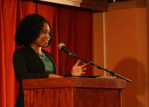 Ifeoma Anunkor speaks on "Changing the Culture that Creates Racial Disparity in Abortion Rates." (Photo by Celine Santschi)